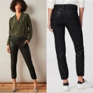 PAIGE coated Black Ankle Cropped Pants